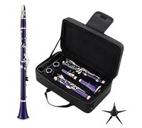 MoResolune Bb Clarinet, Nickel-Plated B Flat Clarinet for Student Beginner with Case and Stand Musical Instrument for School Band (Purple)