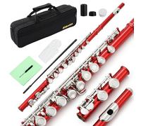 MoResolune Closed Hole C Flute 16 Key for Beginner Student Red Flute