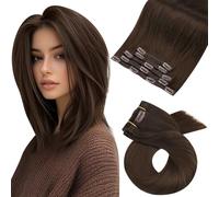 Moresoo Brown Clip in Hair Extensions Real Human Hair for Bob Hair 10 Inch Real Remy Hair Extensions Clip in Brown 5pcs/80G #4