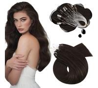 Moresoo Brown Micro Loop Hair Extensions Real Human Hair Darkest Brown Microring Human Hair Extensions Micro Beads Hair Extensions 1G/Strand 50g/Pack 24 Inch #2
