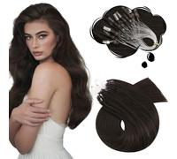 Moresoo Brown Micro Loop Hair Extensions Real Human Hair Darkest Brown Microring Human Hair Extensions Micro Beads Hair Extensions 1G/Strand 50g/Pack 22 Inch #2
