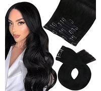 Moresoo Clip in Hair Extensions Real Human Hair Black Clip in Human Hair Extensions 18 Inch Jet Black Remy Straight Hair 7 Pieces/120g #1