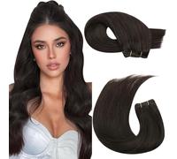 Moresoo Extensions Wefts Real Human Hair Dark Brown 16 Inch Double Weft Invisible Sew in Hair Extensions Straight Hair 100g Pack Natural Look Full Volume Easy Install Daily Use Wedding Party #2