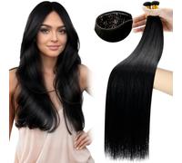 Moresoo Genius Weft Hair Extensions Human Hair 18 Inch Jet Black Seamless Sew in Hair Extensions Human Hair Black Remy Straight Hair 50g/pack #1
