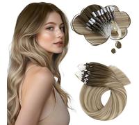 Moresoo Micro Rings Extensions #4/10/16 Ash Brown 20 Inch 50g 50Pcs Soft