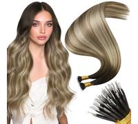 Moresoo Nano Beads Hair Extensions Balayage Brown to Blonde Pre Bonded Nano Hair Extensions No Heating Remy Hair Silky and Soft for Women Natural Volume Length 22 Inch 1G/S 50G/Pack #4/10/16