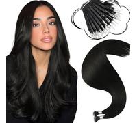 Moresoo Nano Hair Extensions Real Human Hair Balck 22 Inch Nano Tip Hair Extensions Real Human Hair Jet Black Remy Straight Hair 1G/S 50G/Pack #1