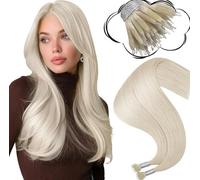 Moresoo Nano Human Hair Extensions #60A 24 Inch 50g Invisible Remy | Tangle Free Solution, Lightweight Feel, Easy To Apply, Instant Volumizing Effect, Salon Quality Women Beauty Look