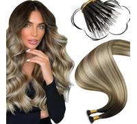 Moresoo Nano Ring Hair Extensions Root Dark Brown Ombre Blonde Natural Reflection Nano Hair Extensions Real Human Hair 20 Inch For Adding Volume Daily Wedding Use 1G/S 50G/Pack #4/10/16