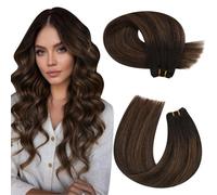 Moresoo Ombre Human Hair Extensions - 16 Inch Double Weft, Balayage Darkest Brown & Chestnut Brown, 100g/Pack #2/6/2