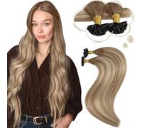 Moresoo Pre Bonded Hair Extensions 18 Inch Light Brown Balayage Medium Blonde with Light Brown Keratin Bonde Hair Extensions Remy Human Hair 1g/s 50g #8/22/8