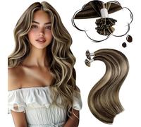 Moresoo Pre Bonded Hair Extensions Dark Brown with Caramel Blonde Keratin Bond U Tip Human Hair Extensions Remy Straight Hair 22 Inch 1g/s 50g/Pack #P4/27