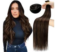 Moresoo Real Human Hair Balayage Wefts 22 Inch Dark Brown and Medium Brown Ultra-thin Invisible Sew in Hair Extensions for Women 80g Creates Natural Volume for Daily Wear Weddings Parties #2/6/2