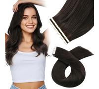 Moresoo Tape in Hair Extensions Human Hair 16 Inch Dark Brown Invisible Double Sides Tape in Extensions Real Remy Hair Brunette for Women Straight Hair 10pcs/25g #2