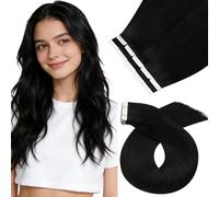 Moresoo Tape in Hair Extensions Human Hair #1B Natural Black,24In-10pcs