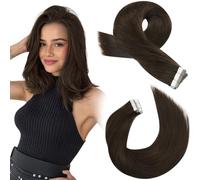 Moresoo Tape in Hair Extensions Human Hair 40pcs Dark Brown Tape Hair Extensions Real Remy Human Straight Hair Brown for Women Short Length Hair Invisible Adding Volume 12 Inch 60g #4