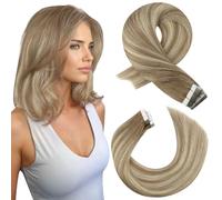 Moresoo Tape in Hair Extensions Human Hair 40pcs Roots Light Brown Ombre Medium Blonde Balayage Tape Hair Extensions Real Remy Human for Women Short Length Straight Hair 12 Inch 60g #8/22/8