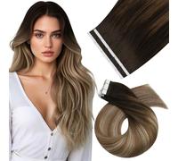 Moresoo Tape in Hair Extensions Human Hair Balayage Brown and Blonde Tape in Extensions Real Hair 20 Inch Hair Extensions Tape in Remy 10 Pieces/25g #4/10/16