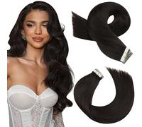 Moresoo Tape in Hair Extensions Human Hair Darkest Brown Real Hair Extensions Tape in Human Hair Brown for Women Long 22 inch Easy Install Volume Length 20 Pieces/50G #2