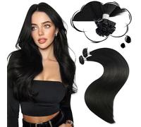 Moresoo U Tip Hair Extensions Off Black for Women Hot Fusion Pre Bonded Human Hair Extensions Natural Black Keratin Nail Bond Durable Sticky 20 Inch 1g/s 50g/Pack #1B