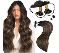 Moresoo U Tip Hair Extensions Real Human Hair Balayage Darkest Brown to Chestnut Brown Pre Bonded Hair Extensions Remy Soft Silky Straight Hair 14 Inch 40g/50s #2/6/2