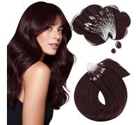 Moresoo Wine Red Micro Loop Hair Extensions Real Human Hair Burgundy Micro Ring Hair Extensions Microbeads Human Hair Extensions 1g/s 50g/Pack #99J 20 Inch