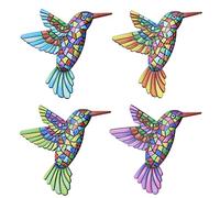 MoreTake 4 Pack Metal Hummingbird Wall Decor, Metal Wall Art Decorations, Colorful Small Birds Wall Ornaments Hanging for Indoor Outdoor Home Bedroom Living Room Office Garden Patio Fence Outside