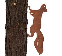 MoreTake Rusty Running Squirrel to Screw in Wood, Metal Garden Ornaments Outdoor, Rusty Garden Decoration Squirrel Rust Decorative Tree Stake, 40 cm x 18cm