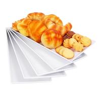 Moretoes 5pcs Melamine White Serving Trays for Party, Reusable Serving Dishes,14.5 x 6,Unbreakable Rectangle Plates, for Cookie, Appetizer, Charcuterie, Snack, Dessert, Food Display