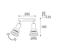 Moretti Luce Azali 1548.E27 ceiling lamp, 2-bulb, antique brass