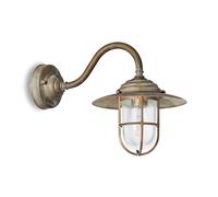 Moretti Luce Chalet 140 outdoor wall lamp antique brass/clear