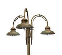 Moretti Luce Luca post lamp brass copper double arm 3-bulb