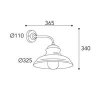 Moretti Luce Mill 1595 outdoor wall lamp antique brass/clear