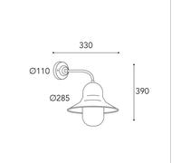 Moretti Luce Outdoor wall lamp Campanula 2090 antique brass depth 33 cm IP44