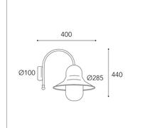 Moretti Luce Outdoor wall lamp Campanula 2091 antique brass depth 40 cm IP44