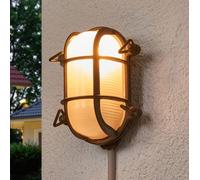 Moretti Luce Outdoor wall light oval Bengt brass-antique/opal