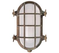 Moretti Luce Oval bulkhead light hook, antique brass, opal