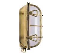 Moretti Luce Oval bulkhead light hook, brass, opal