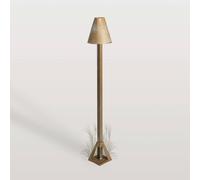 Moretti Luce Silva Disk LED pedestal light, height 50 cm, antique brass