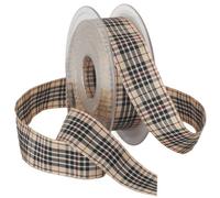 Morex Blackberry Plaid Ribbon, 1-Inch by 22-Yard Spool, Natural