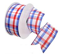 Morex Ribbon 7380.60/50-914 Color Chic Plaid French Wired Ribbon, 2-1/2-Inch by 50-Yard Spool, Red, White and Aqua