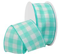 Morex Ribbon 7382 Gingham Style Ribbon, 2-1/2 inch by 50 Yards, Aqua Ocean