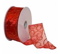 Morex Ribbon 7416.60/50-709 Swirl 2.5" X 50 YD Nylon Sheer Curling Wired Glitter Ribbon, Red, Holiday Ribbons for Crafts and Christmas Decorations, Gift Wrapping