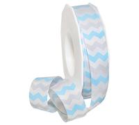 Morex Ribbon 97122/25-602 Polyester Chevron Natale Craft Supplies, 7/8" by 25 yd, Light Blue/Grey
