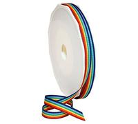 Morex Ribbon 99502/20-815 Grosgrain 3/8" X 20 YD Polyester Striped Rainbow Ribbons for Crafts, Grosgrain Ribbon Pride Decorations Unicorns Gifts for Girls, Gift Wrap Ribbon w/Pride Flags