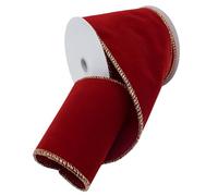 Morex Ribbon Flocked Wired Velvet Ribbon, 4 inch by 10 Yards, Berry Red