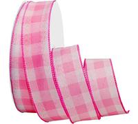 Morex Ribbon Gingham Style Ribbon, 1-1/2 inch by 50 Yards, Light Pink