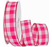 Morex Ribbon Gingham Style Ribbon, 1-1/2 inch by 50 Yards, Shocking Pink