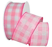 Morex Ribbon Gingham Style Ribbon, 2-1/2 inch by 50 Yards, Light Pink