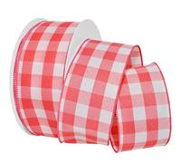 Morex Ribbon Gingham Style Wired Taffeta 2-1/2 inch by 50 Yards, Coral Passion 7382.60/50-409
